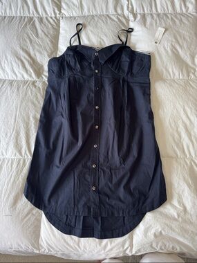 Mauve Black High-Low Button-Front Dress